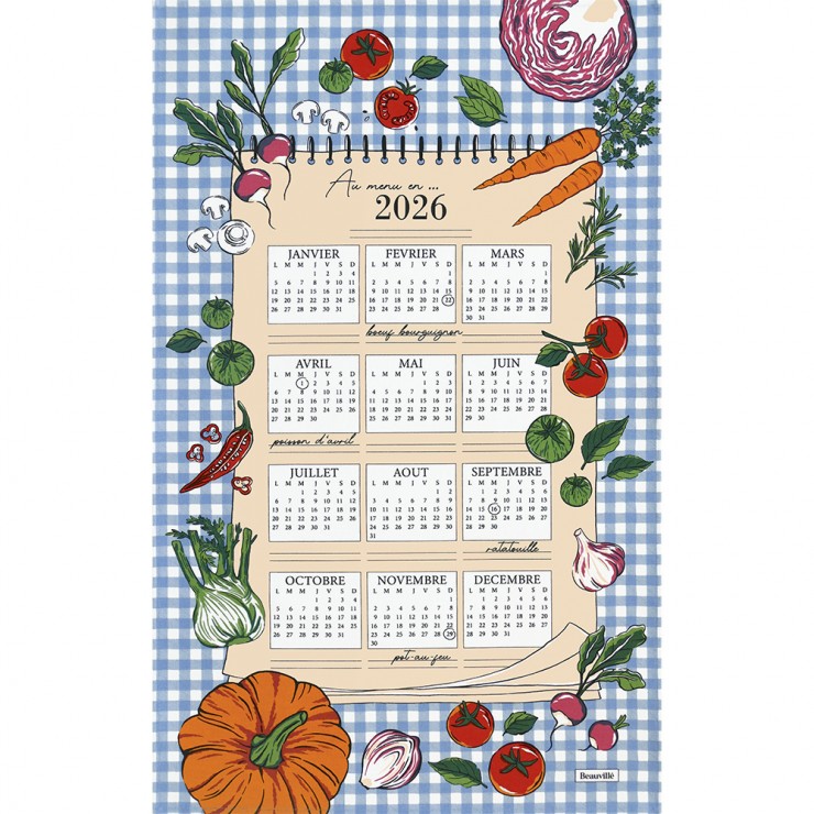 Torchon calendrier Au menu 2026