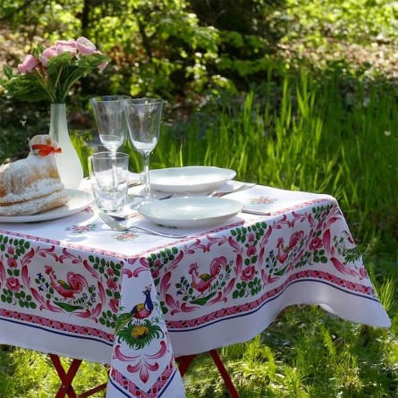 Nappe Les Coqs - Rose