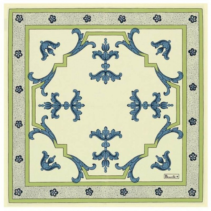 Trianon Serviette - Creme grund/blau