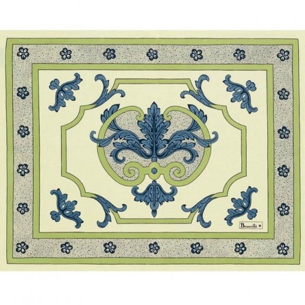 Trianon Placemat - Cream ground/blue