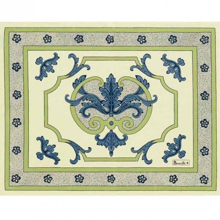 Trianon Tischset - Creme grund/blau