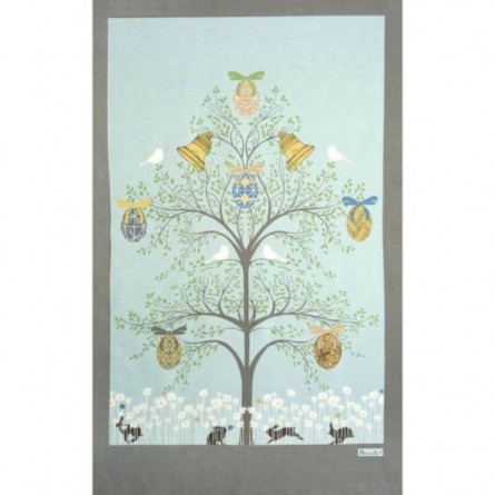 Torchon L’arbre de Pâques Bleu Ciel