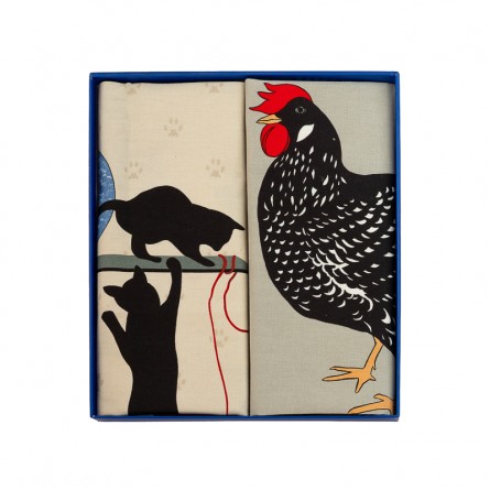 Geschirrtuch-Box Poule et Chat