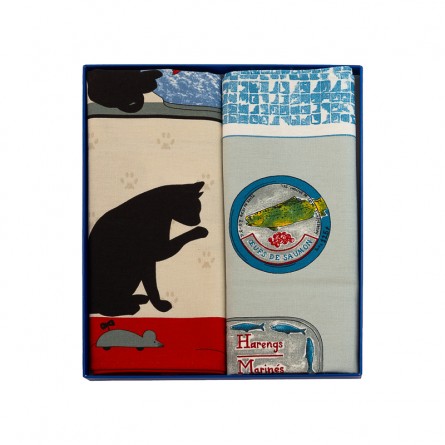 Geschirrtuch-Box Chats et Sardines
