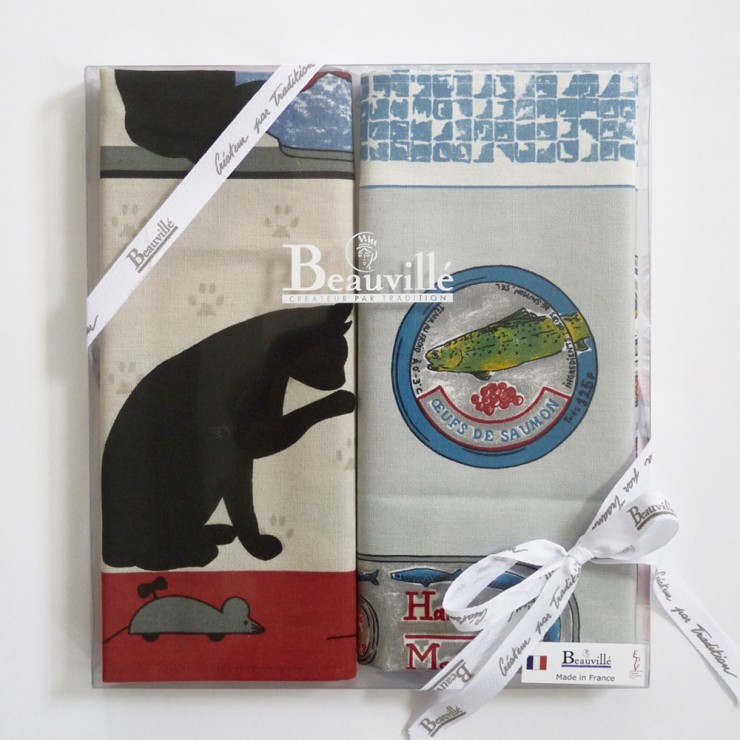 Tea-towel Gift Box Chats et Sardines
