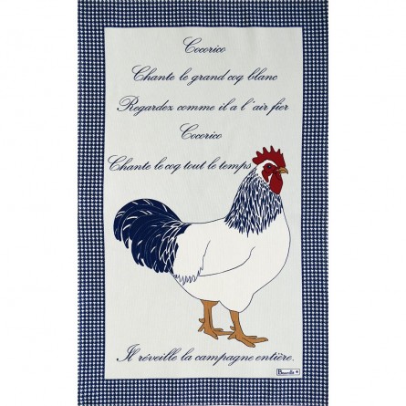 Picoti Coq Tea-Towel blue