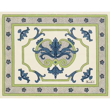 Trianon Placemat - Cream ground/blue