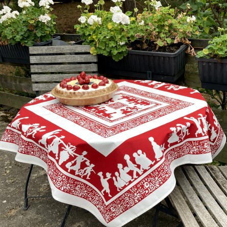 Nappe Colmar rouge ou bleu, rectangulaire, 100% coton ou coton