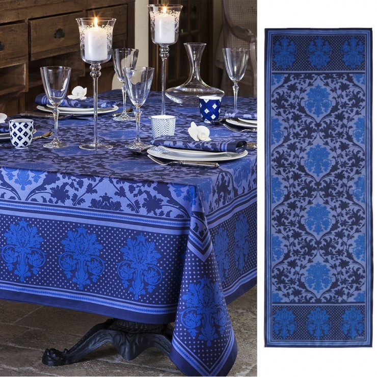 Toscane Tischläufer Blau 50 x 150 cm Baumwolle - Beauvillé