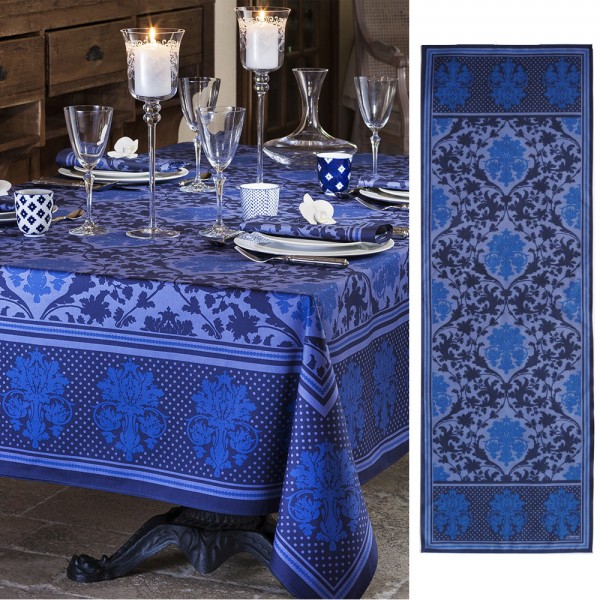 Toscane Tischläufer Blau cm x Beauvillé - Baumwolle 150 50