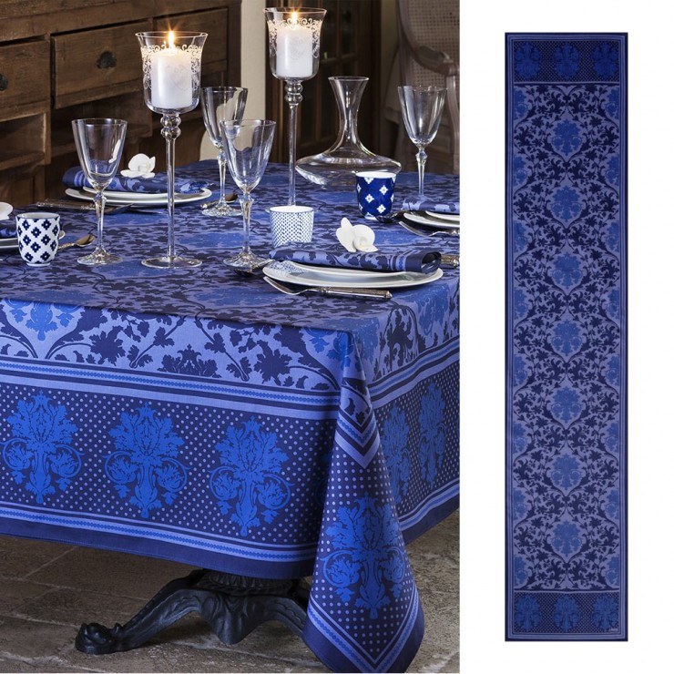 Chemin de table Toscane Bleu 50 x 250 cm - Beauvillé