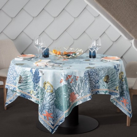 Porquerolles coated Tablecloth