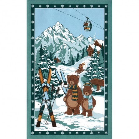 Teddy au Ski Tea-Towel