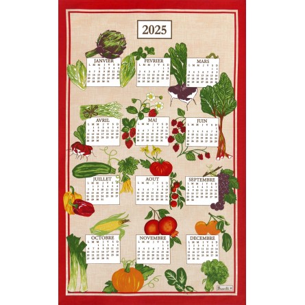 Torchon calendrier Mon potager 2025