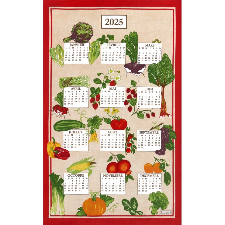 Torchon calendrier Mon potager 2025
