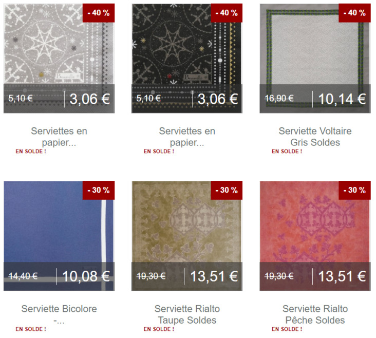 Serviettes de table Soldes