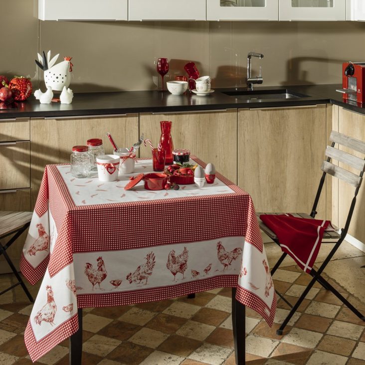 nappe luxe poules rouge