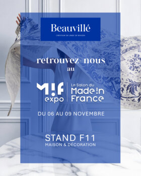 Carton d'invitation au salon du Made In Ftance qui se tient du 06 au 09 novembre 2025 à Paris - Porte de Versailles. Vous pourrez retrouver Beauvillé au stand F11.